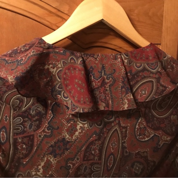 Make Offer Lauren Ralph Lauren Women's Paisley Blouse - Brown Garnet Size 12 - Picture 5 of 8